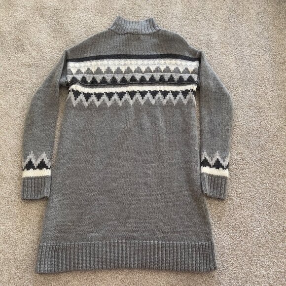 American Eagle Wool Blend Fair Isle Turtleneck Knit Gray Sweater Dress Medium - Picture 7 of 8